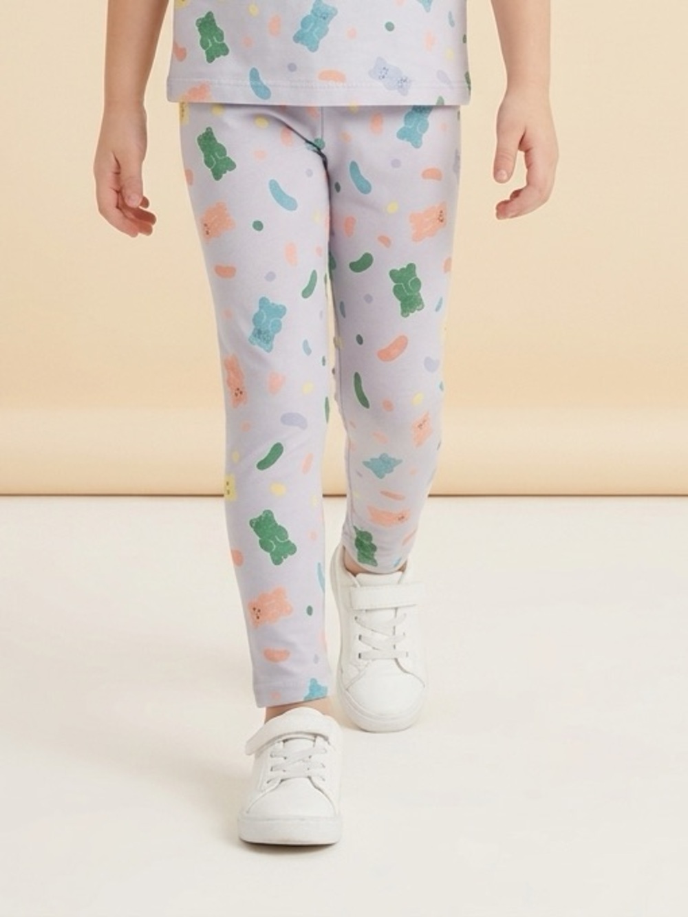 NWT Dot Dot Smile Toddler Girls Purple Multi Color Gummy Bear Leggings - Size 2T